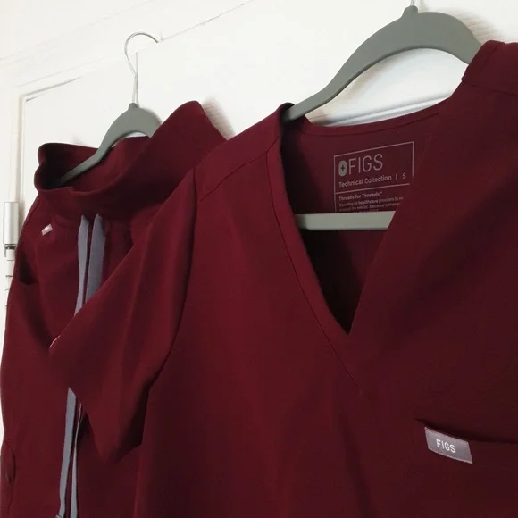 Figs Deep Red Scrub Set (Top & Pants) - Picture 6 of 6